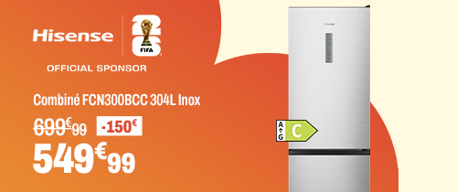 HISENSE Combiné FCN300BCC 304L Inox HISENSE Combiné FCN300BCC 304L Inox